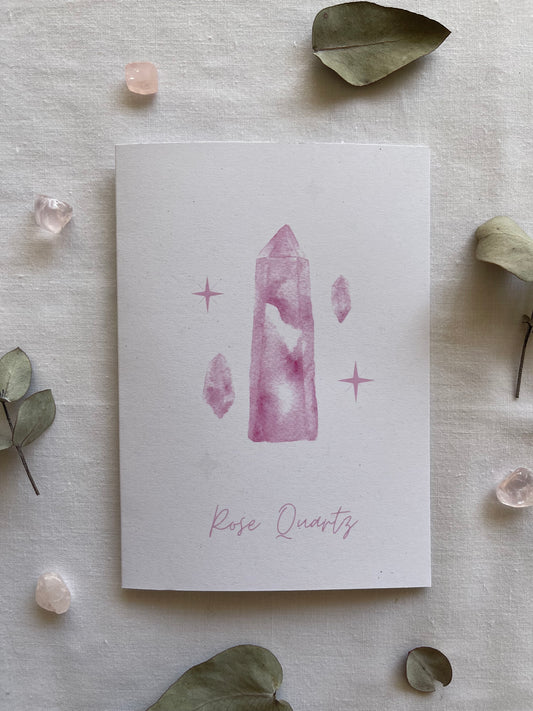 Rose Quartz Crystal Blank Greeting Card