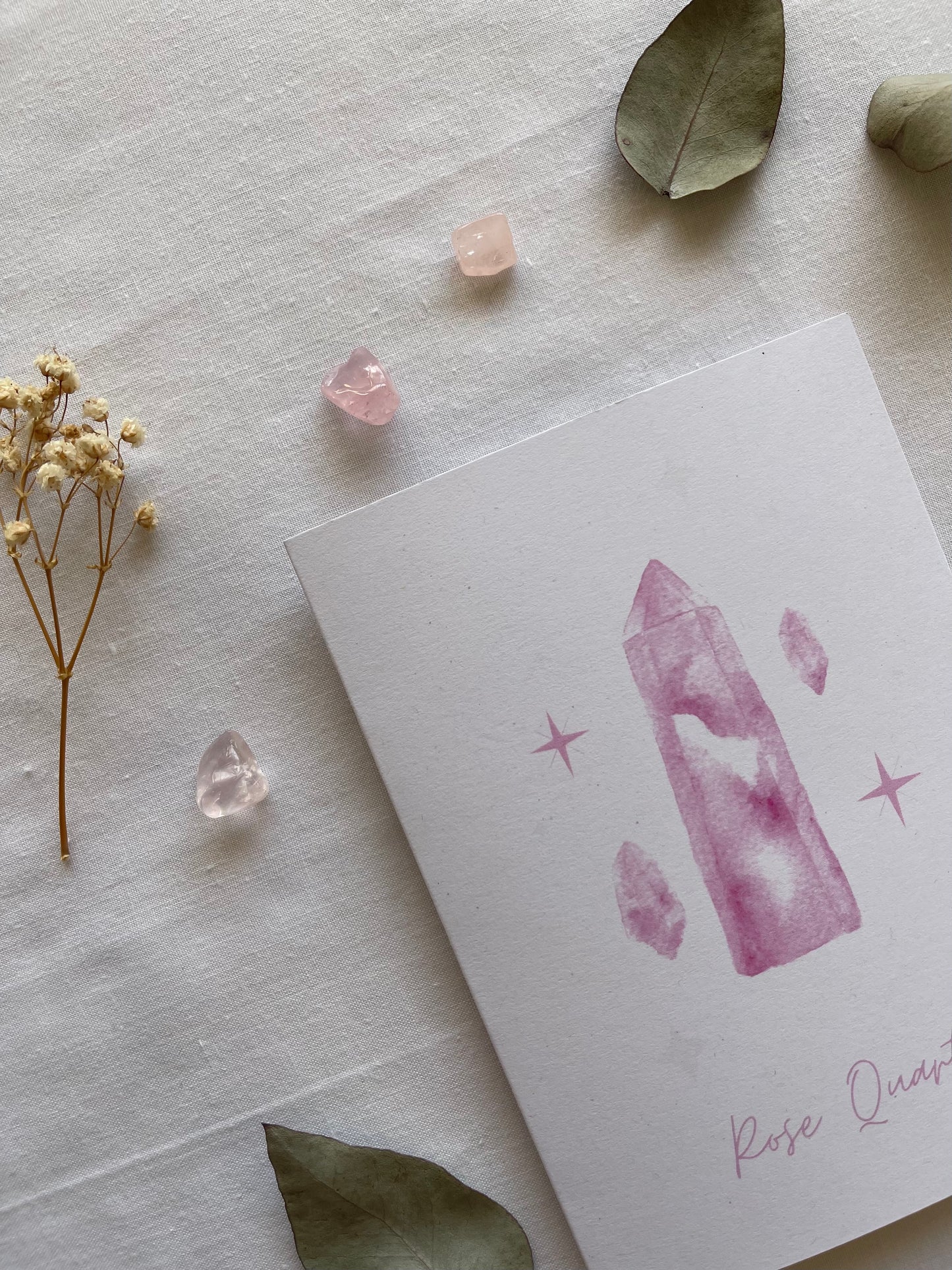 Rose Quartz Crystal Blank Greeting Card